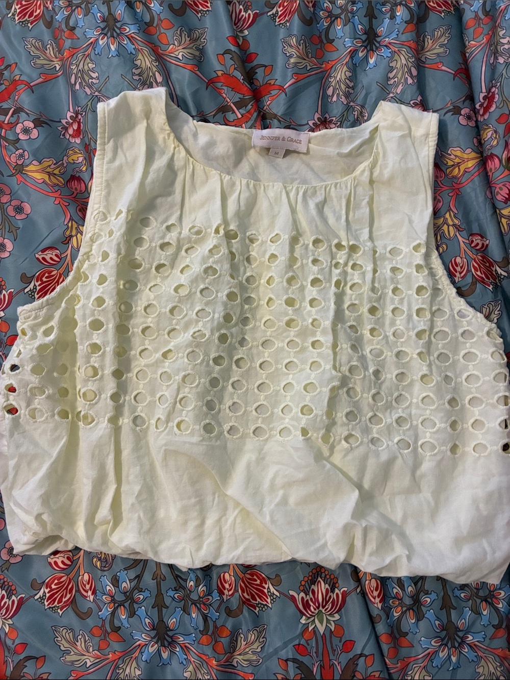 Jennifer and Grace Eyelet Sleeveless Cotton bubble Top